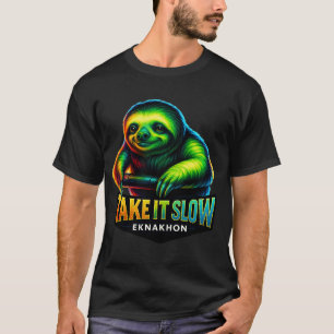 Camiseta Tómelo con calma – Neon Sloth Chill Tee de EKNAKHO