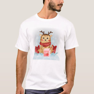 Camiseta Tonakai Navidades de Neko, gato de fresa y reno