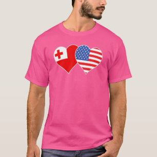 Camiseta Tonga Bandera Americana Corazón Tonga Estados Unid