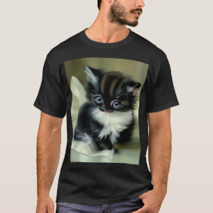Camiseta Tonga de gatito blanco y negro vintage