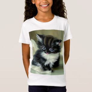 Camiseta Tonga de gatito blanco y negro vintage