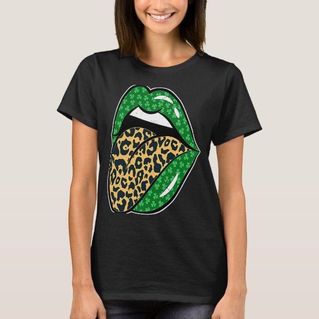 Camiseta Tonga de impresión Leopardo de los labios verdes f (Anverso)