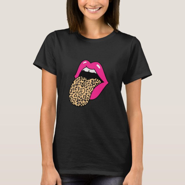 Camiseta Tonga de leopardo de los labios rosados calientes (Anverso)