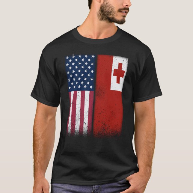 Camiseta Tonga Tongan American Flags Proud USA Tonga (Anverso)