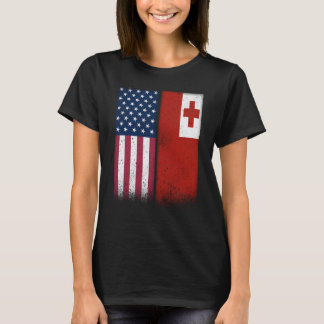 Camiseta Tonga Tongan American Flags Proud USA Tonga