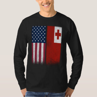 Camiseta Tonga Tongan American Flags Proud USA Tonga