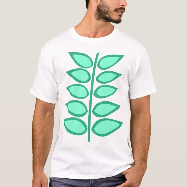 Camiseta Tonos retro de plantas verdes (Anverso)