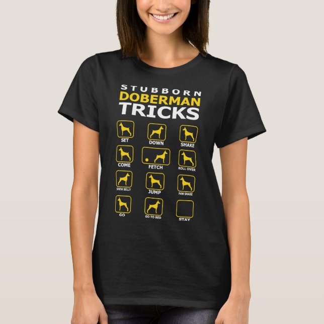 Camiseta Tonto Doberman Trucos de Perro Funny T 422 (Anverso)