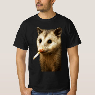 Camiseta Tonto Genial Divertido Zarigüeya Fumando Cigarrill