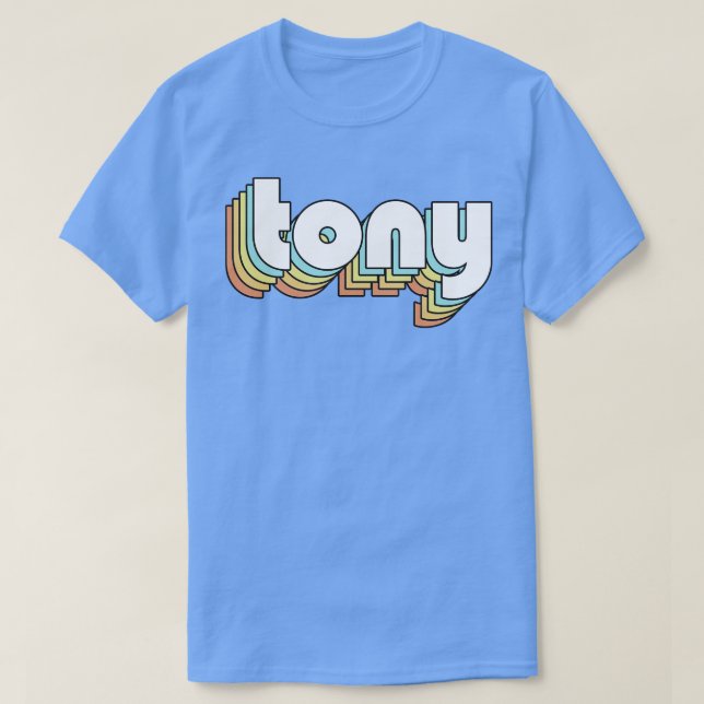 Camiseta Tony Retro Typografía Arcoiris Estilo desenfadado (Diseño del anverso)