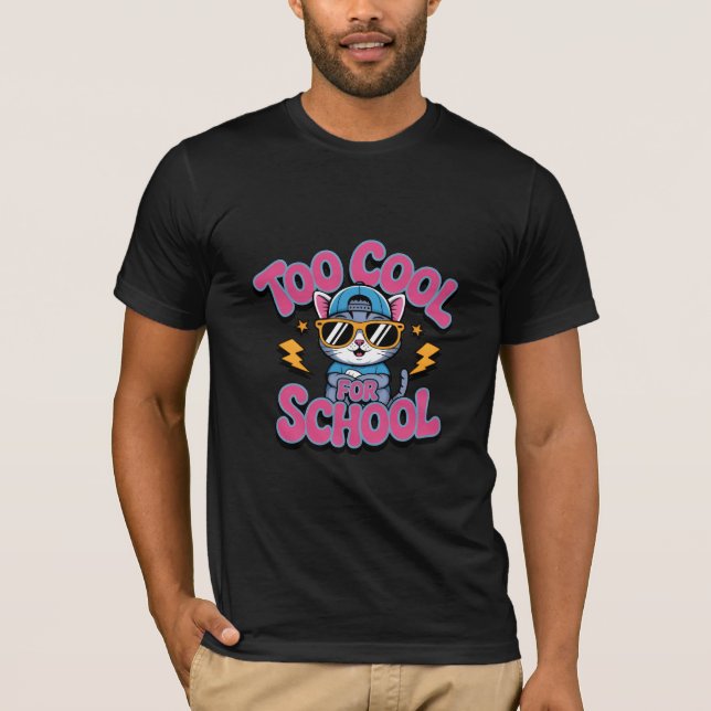 Camiseta Too Cool For School Funny Cat Wearing Sunglasses (Anverso)