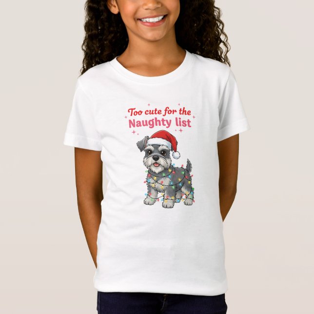 Camiseta Too Cute for the Naughty List Schnauzer Shirt (Anverso)