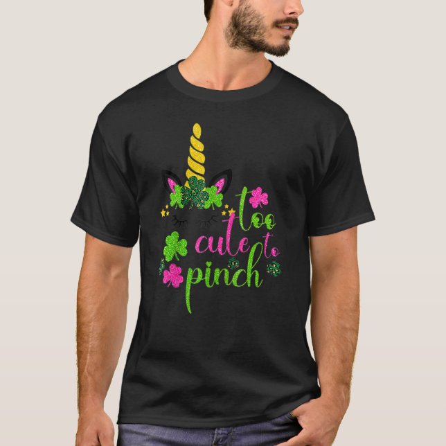 Camiseta Too Cute To Pinch Girls St Patrick's Day Lucky Rag (Anverso)