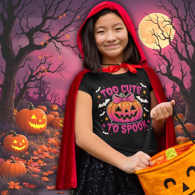 Camiseta Too Cute to Spook Pink Coquette Halloween Pumpkin (Subido por el creador)