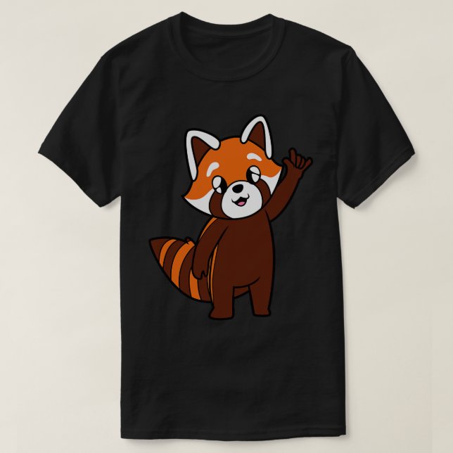 Camiseta toon red panda muestra que te amo gesto de mano AS (Diseño del anverso)