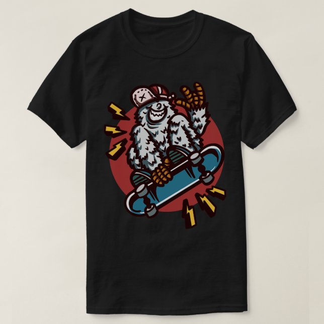 Camiseta toon Skating Yeti (Diseño del anverso)