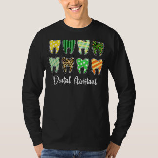 Camiseta Tooth Teeth Leopard Plaid Dental Assistant St Patr