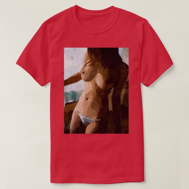 Camiseta Topless de Chica pelirroja caliente y panecillos b (Diseño del anverso)