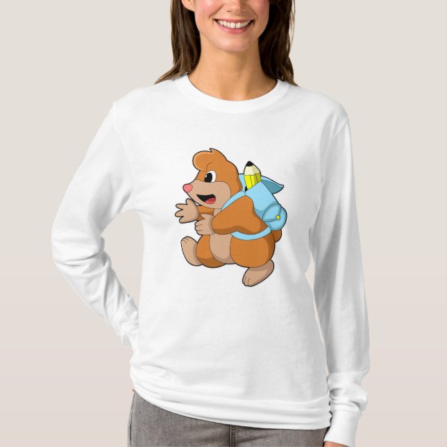 Camiseta Topo como Estudiante con Mochila (Anverso)