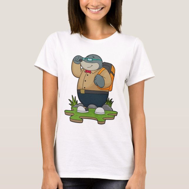 Camiseta Topo como excursionista con mochila (Anverso)