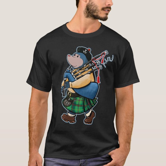 Camiseta Topo escocés de Kintyre que marcha con las gaitas (Anverso)