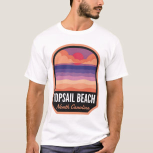 Camiseta Topsail Beach NC Retro Sunset