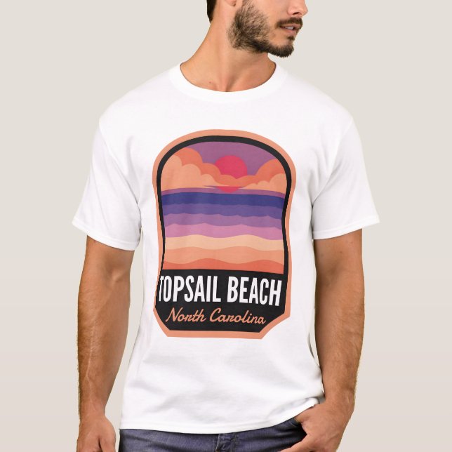 Camiseta Topsail Beach NC Retro Sunset (Anverso)