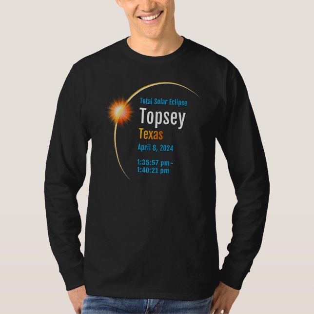 Camiseta Topsey Texas Tx Eclipse solar total 2024 1 (Anverso)