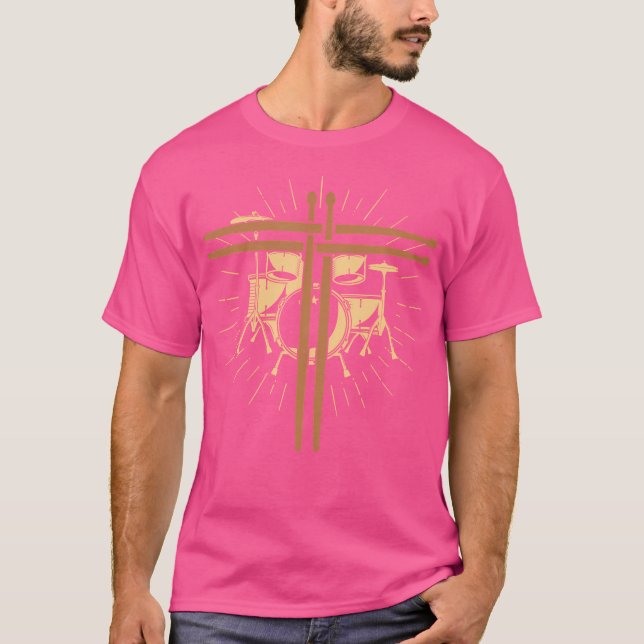 Camiseta Toque de tambor cristiano cruza banda religiosa (Anverso)