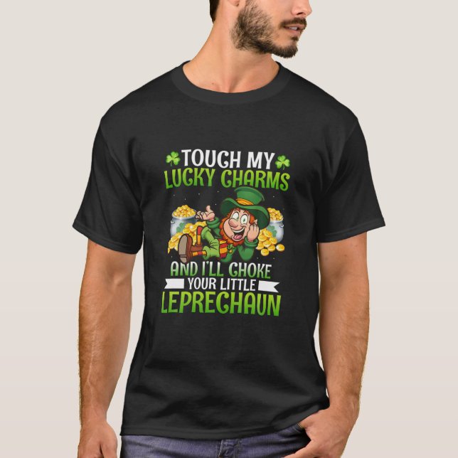 Camiseta Toque Mis Afortunados Encantos Leprechaun Funny St (Anverso)