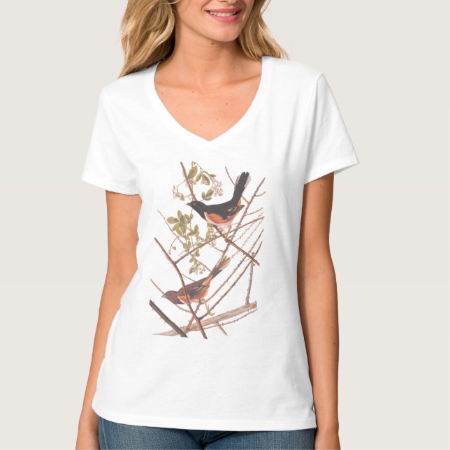 Camiseta Toque para revolver a las aves negras y Naranjas (Anverso)