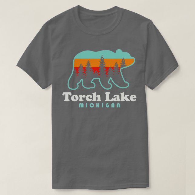 Camiseta Torch Lake Beach Vacation Michigan Bear Trees (Diseño del anverso)