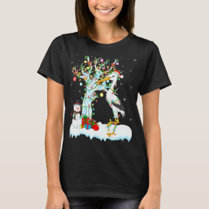 Camiseta Tormenta árbol de navidad de aves iluminando cigüe