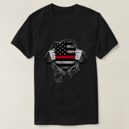 Camiseta Torn Shirt Thin Red Line Flag USA T-Shirt