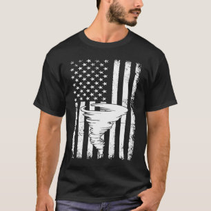 Camiseta Tornado Bandera de EE. UU. Huracán Tormenta Cazado