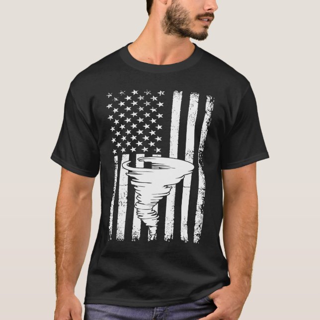 Camiseta Tornado US Flag Hurricane Storm Tornado Chaser Men (Anverso)