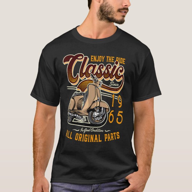 Camiseta Torneo de Autobús Clásico Moped Rider Cumpleaños 1 (Anverso)