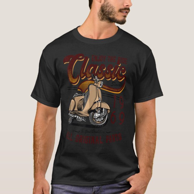Camiseta Torneo de Autobús Clásico Moped Rider Cumpleaños 1 (Anverso)