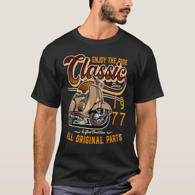 Camiseta Torneo de Autobús Clásico Moped Rider Cumpleaños 1 (Anverso)