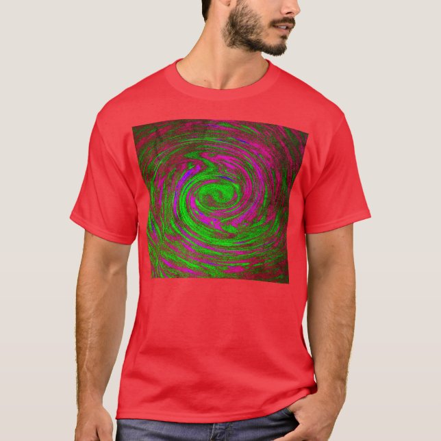 Camiseta Tornillo de arte rojo abstracto masculino (Anverso)