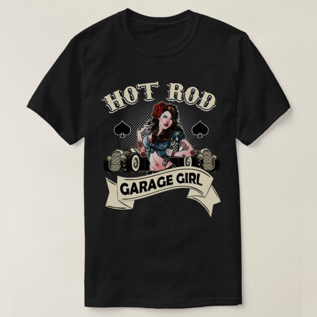Camiseta Tornillo de pollo de rod caliente Chica Rockabilly (Diseño del anverso)