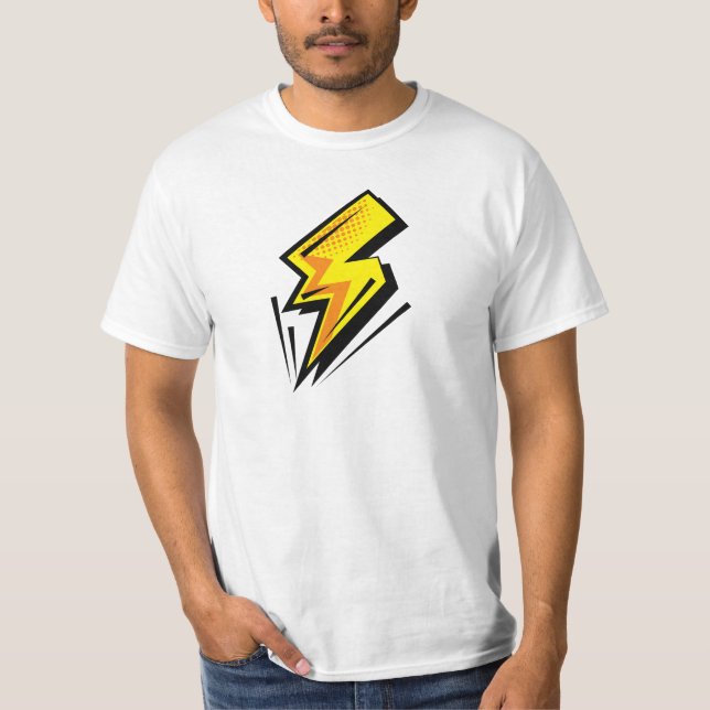 Camiseta Tornillo relámpago - Amarillo con líneas de fondo  (Anverso)