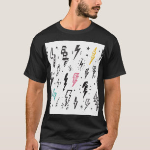Camiseta Tornillos relámpagos, conjunto de doodles dibujado