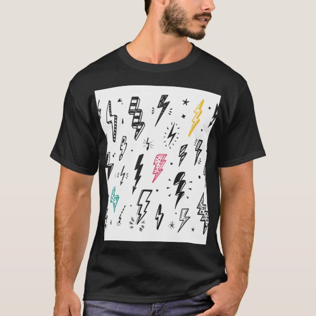 Camiseta Tornillos relámpagos, conjunto de doodles dibujado (Anverso)