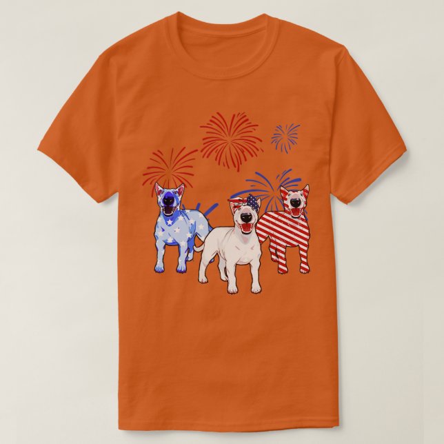 Camiseta Toro Azul Blanco Rojo Terrier Bandera Estadouniden (Diseño del anverso)