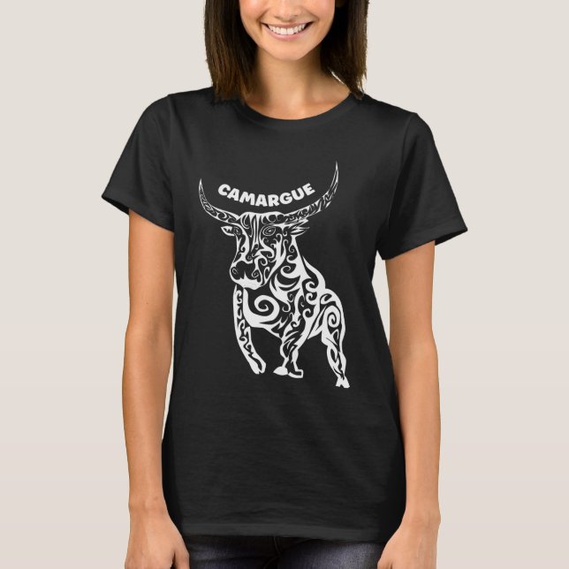 Camiseta Toro Camargue Blanco Abstracto (Anverso)