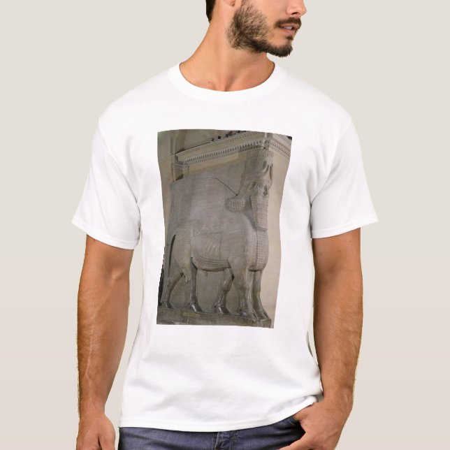 Camiseta Toro con alas en una fachada de rey Sargon II (Anverso)