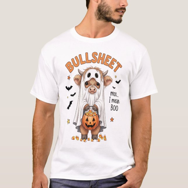 Camiseta Toro de hoja alta vaca divertida fantasma (Anverso)