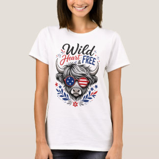Camiseta Toro de las Tierras Altas Patrióticas Gráfico de C