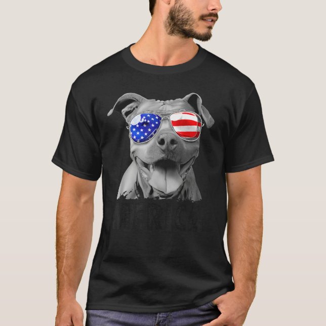 Camiseta Toro De Pit 4 De Julio Merica Hombres Bandera Esta (Anverso)